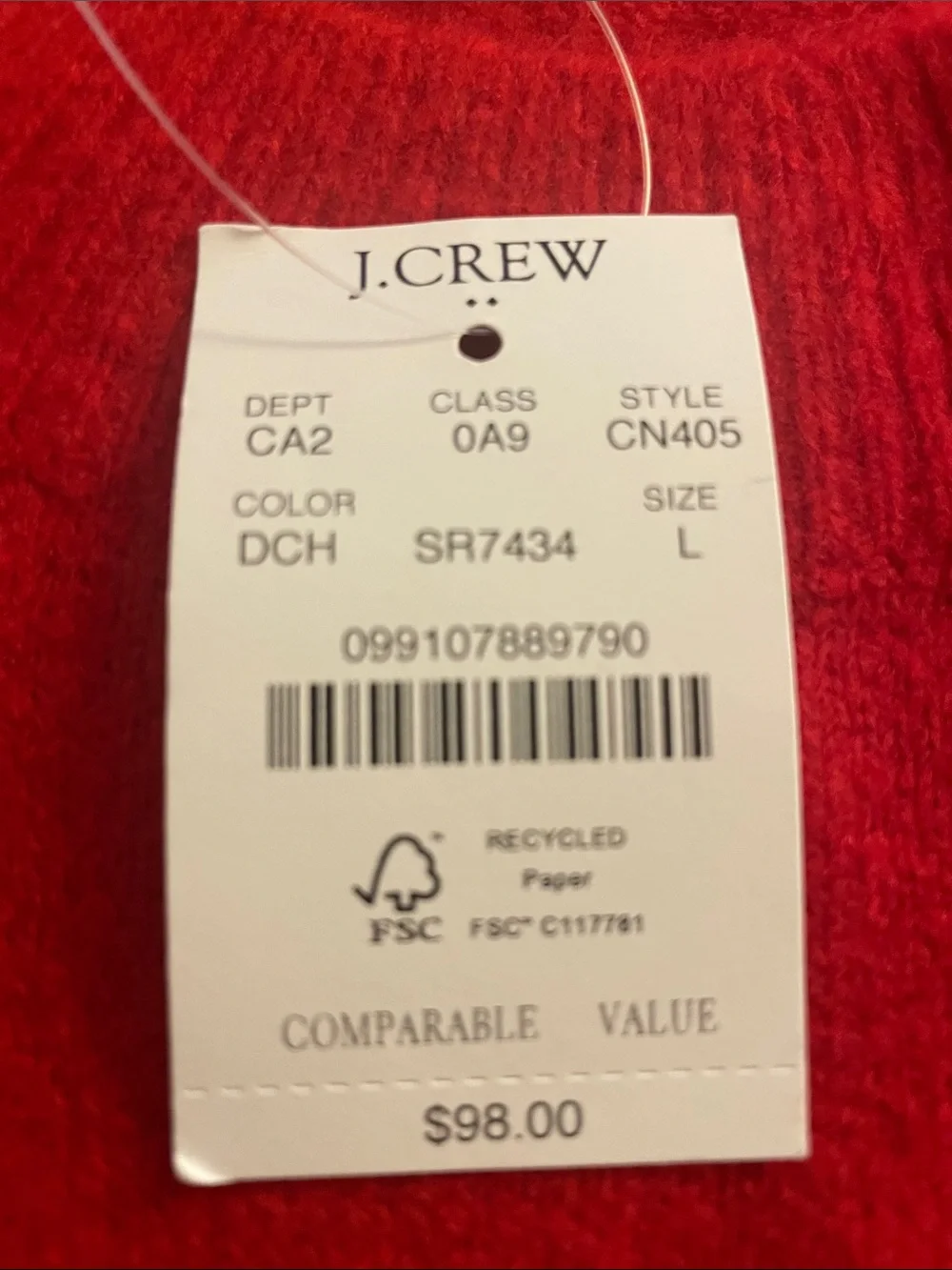 J. Crew women’s Red Crewneck Sweater- Large